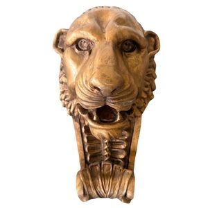 Vintage Gilt Lion Head Corbel Neoclassical Wall Bracket Architectural Decor